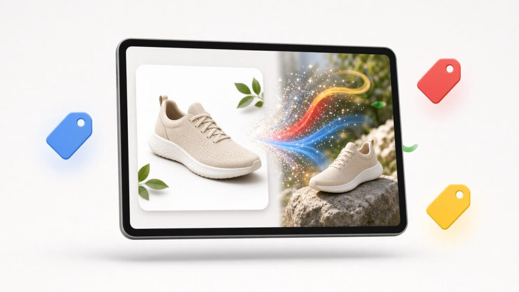 Product Studio של גוגל: תמונת מוצר על רקע לבן הופכת לסצנת לייפסטייל